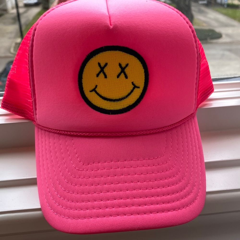 Neon Pink Smile Trucker Hat
